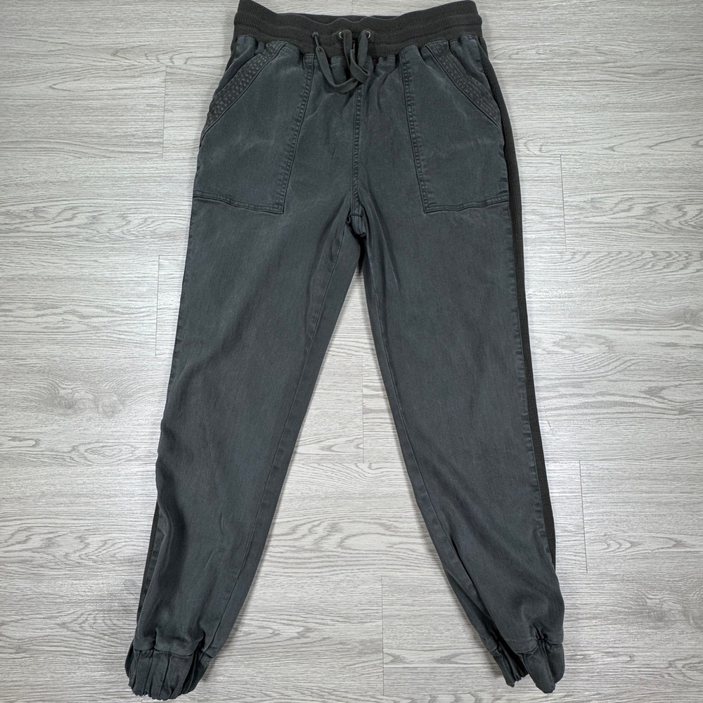 Splendid Women's Jogger Pants Charcoal Gray Medium Elastic Waist Side Stripe